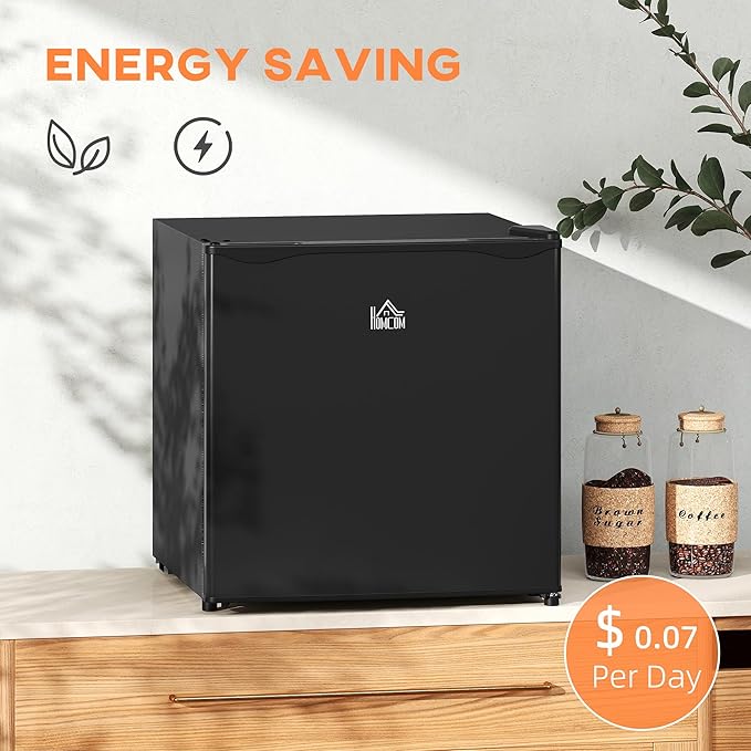 HOMCOM Mini Freezer Countertop, 1.1 Cu.Ft Compact Upright Freezer with Removable Shelves, Reversible Door for Home, Dorm, Apartment and Office, Black