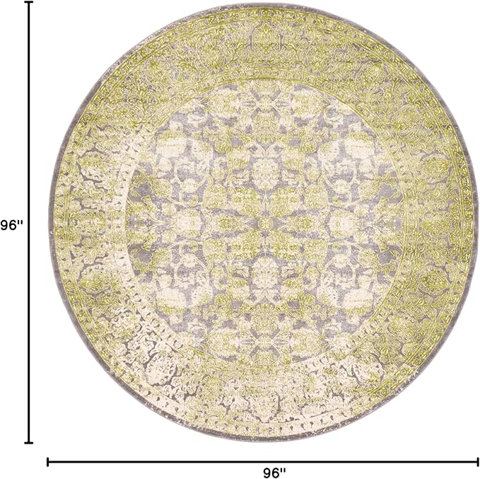 Unique Loom Traditional Classic Intricate Design Distressed Vintage Detail, Area Rug, 8' 0" x 8' 0", Light Green/Gray