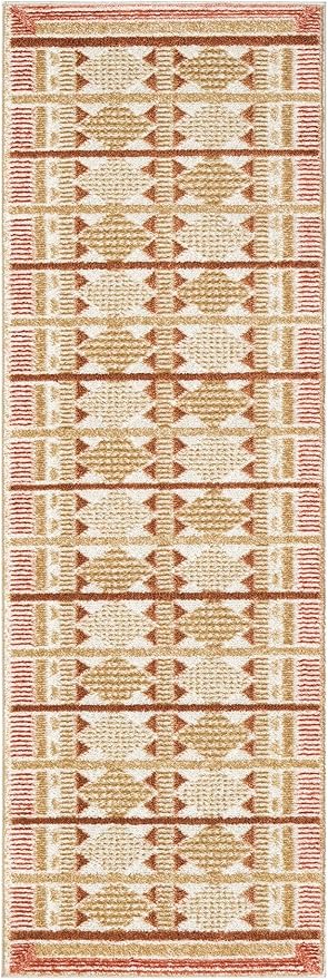 Nourison Home Nordic Rust 2' x 6' Area Rug - Easy Clean, Non Shedding, Bed Room, Living Room, Dining Room, Kitchen (6' Runner)