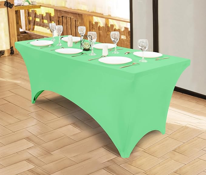 Utopia Kitchen 6FT Spandex Tablecloth [1 Pack, Bright Green] 200 GSM Stretch, Fitted, Washable and Wrinkle Resistant Table Cloth Rectangle Cover for Trade Shows, Wedding, Parties [72Lx30Wx30H Inch]