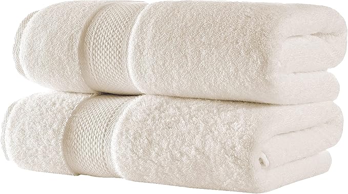 BAGNO MILANO Turkish Towels Luxury Hotel-Spa Towel Set, Non-GMO 100% Turkish Cotton | Ultra Soft Plush Absorbent Towels (Cream, 2 Pcs Bath Towel Set)