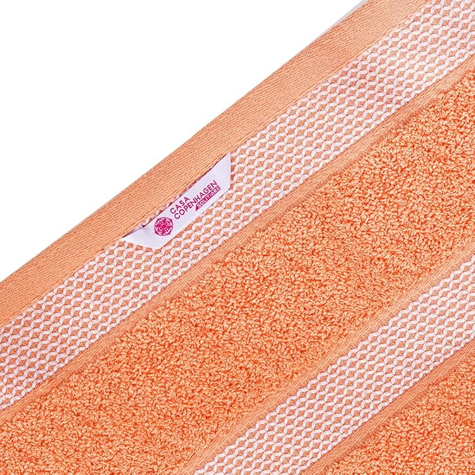 CASA COPENHAGEN Solitaire 6 Pieces Towel Set- Malibu Peach, 600 GSM 2 Bath Towel 2 Hand Towel 2 Washcloth, Designed in Denmark Made of Soft Egyptian Cotton for Bathroom, Kitchen & Shower