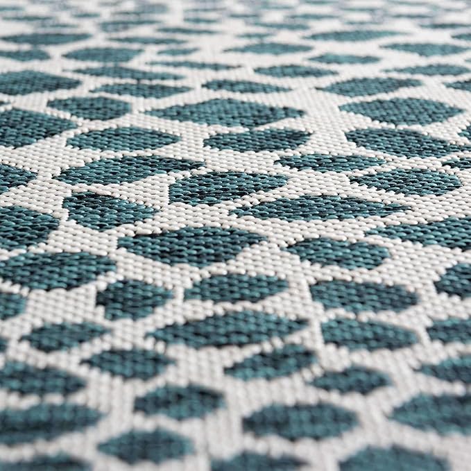 Unique Loom Outdoor Collection Area Rug - Cape Town (7' 10" Square, Teal/ Ivory)