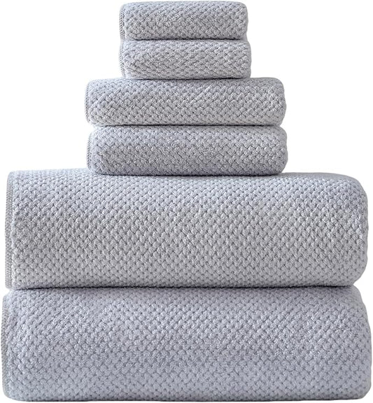 40x80 Inches Bath Sheets Towels for Adults Oversized Bath Towels Extra Large Luxury Super Soft Absorbent Quick Dry Microfiber (Gray,6PCS)