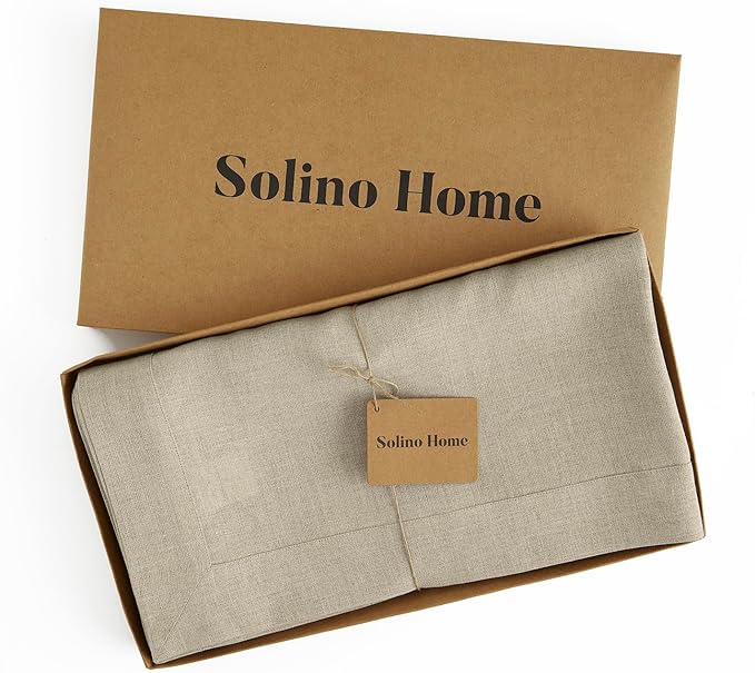 Solino Home Natural Linen Tablecloth 54 x 72 Inch - 100% Pure Linen Table Cloth for Rectangle Tables - Fete, Machine Washable Tablecloth for Holiday, New Year