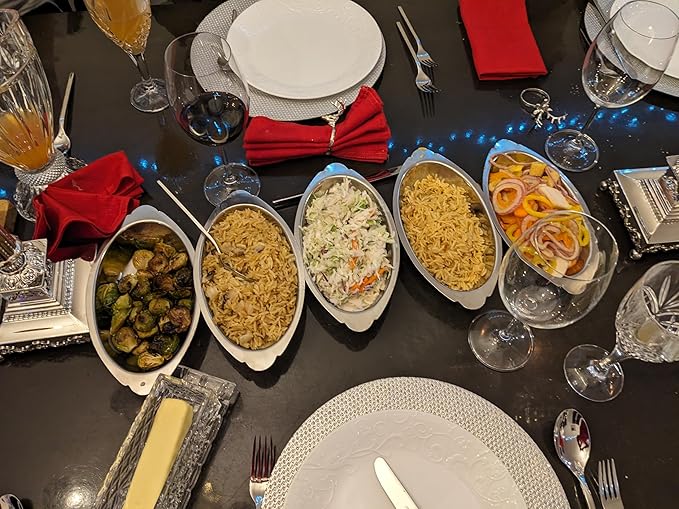 TrueCraftware-12 oz Stainless Steel Oval Au Gratin Dish 0.7mm Thickness Set of 6- Casserole Dish Banana Split Bowls Single Serving Casserole Dishes Small Individual Gratin Dish