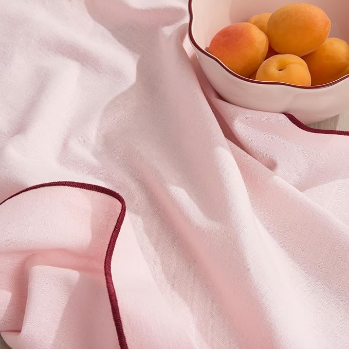 Kate Spade New York Garden Party Embroidered Edge Napkins 4-Pack Set, Cotton-Linen Machine Washable, Pink/Rose Pink, 20"x20"