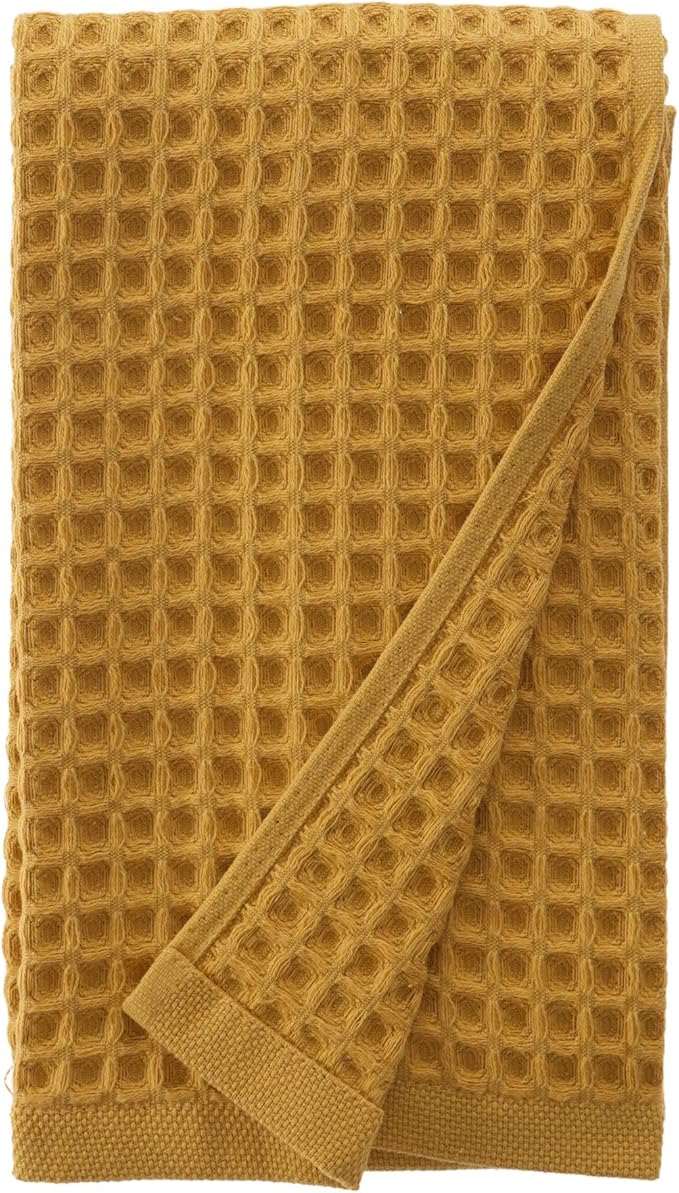 sea me at home Waffle Hand Towel – 100% Turkish Cotton, Quick-Dry, Soft and Absorbent Bathroom Towel (Mustard)