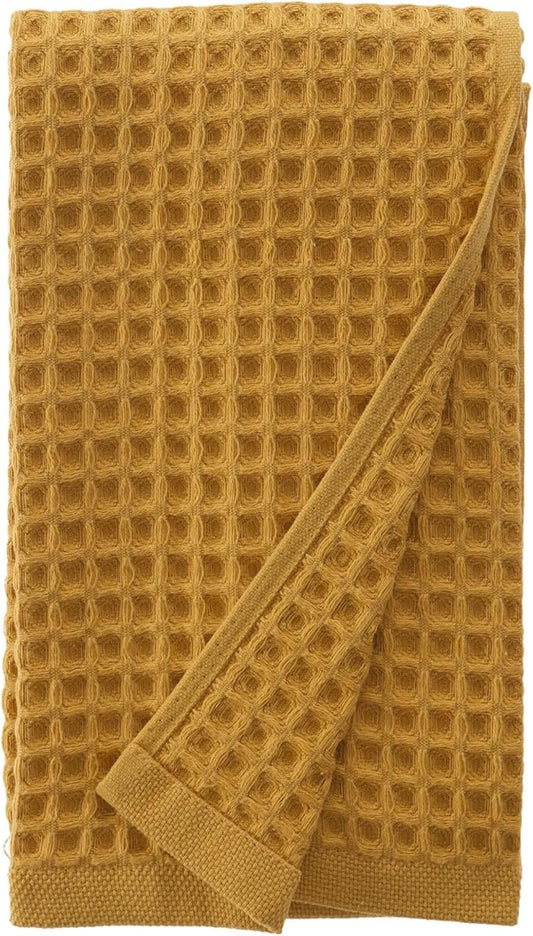 sea me at home Waffle Hand Towel – 100% Turkish Cotton, Quick-Dry, Soft and Absorbent Bathroom Towel (Mustard)