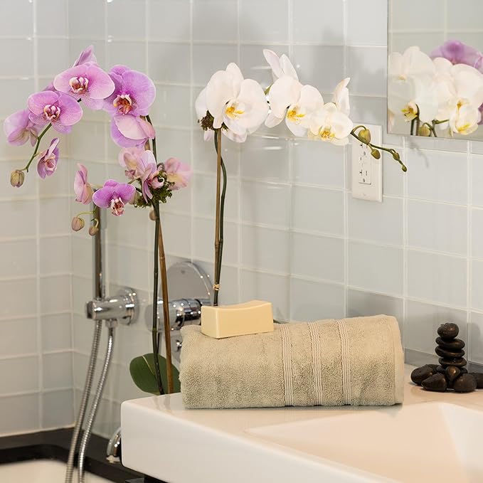 Mosobam Luxury Turkish Bath Towels 30X58 Seagrass Green 700 GSM Bamboo Viscose & Aegean Turkish Combed Cotton