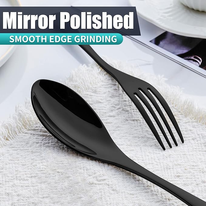 20 Pieces Black Silverware Set Service for 4,Modern 18/10 Stainless Steel Flatware Cutlery Set,Utensil Set for Home Restaurant Hotel,Mirror Polished,Dishwasher Safe