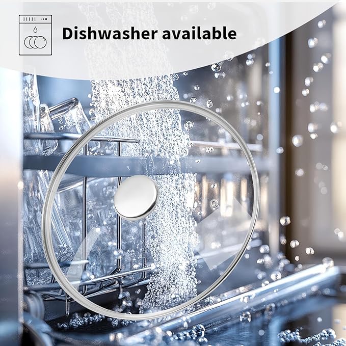 12" Tempered Glass Pan Lid with Steam Vent, Thickened to 4mm and Dishwasher Safe and Oven up to 480℉, Universal Lid Fit for Cast Iron Skillets, Frying Saute Pan, Cooking Pot