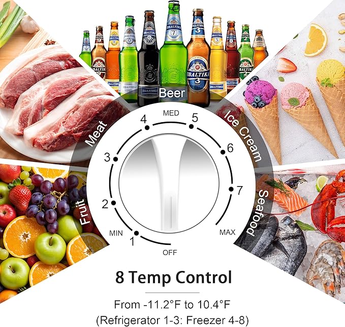 Large Chest Freezer,10.4 Cu.ft Deep Freezer FreeStanding Top Door Freezer with 8 Adjustable Thermostat (-11.2°F to 10.4°F) and Removable Basket, Universal Wheels, Manual Defrost for Garage, White