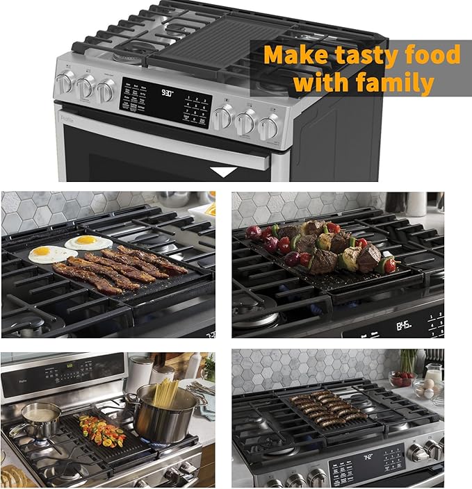 Allstare WB31X24998 WB31X24738 Griddle Replacement Parts for GE Stove Top Parts JXGRILL1 General Electric Gas Range Reversible Cast Iron Center Griddle Plate Flat Top Pan 1 Pack