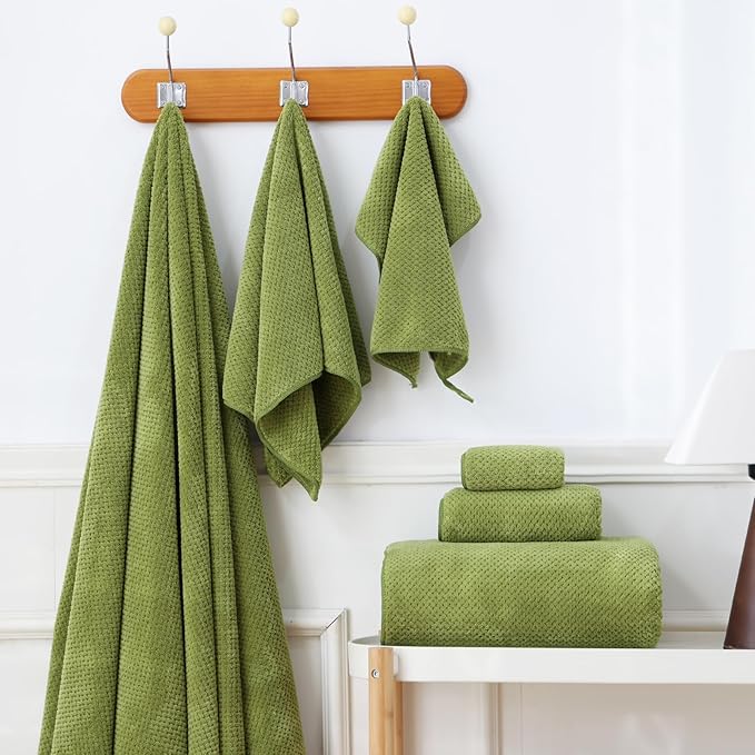 30x60 Inches Extra Large Bath Towels Set Super Soft Absorbent Luxury Microfiber Towels for Bathroom (Sage Green, 3PCS)