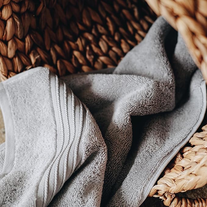 Milara Turkish Super-Plush Bathroom Hand Towels Set 2-Piece | Premium Cotton Hand Towels Set Absorbent, Durable with Hanging Loops | Anthracite (Dark Gray) Hand Towel, (16 x 30 Inches)