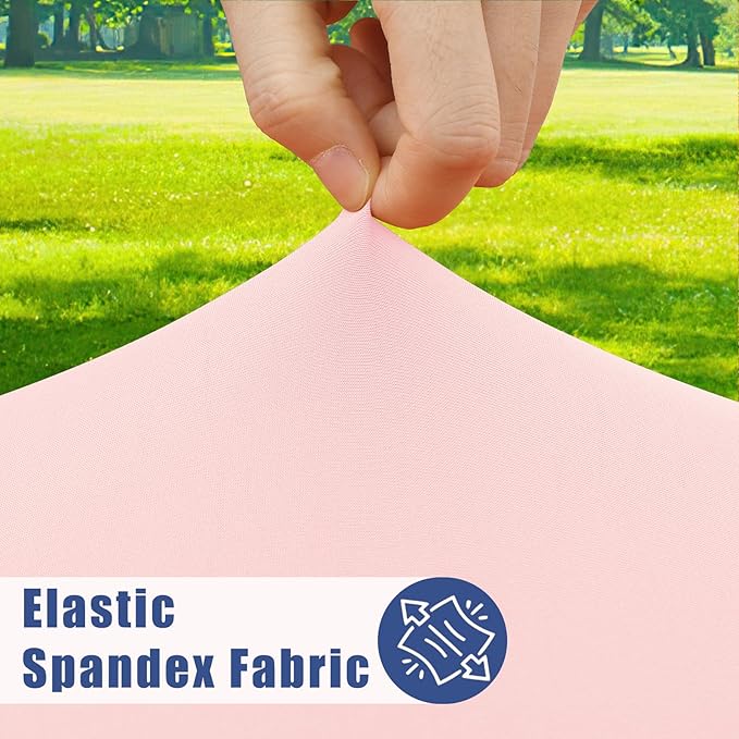 Round Spandex Tablecloth, Elastic Fitted Waterproof Tablecloths for 36"-44" Tables, Stretch Washable Picnic Table Cover for Camping, Dining, Indoor and Outdoor, Pink
