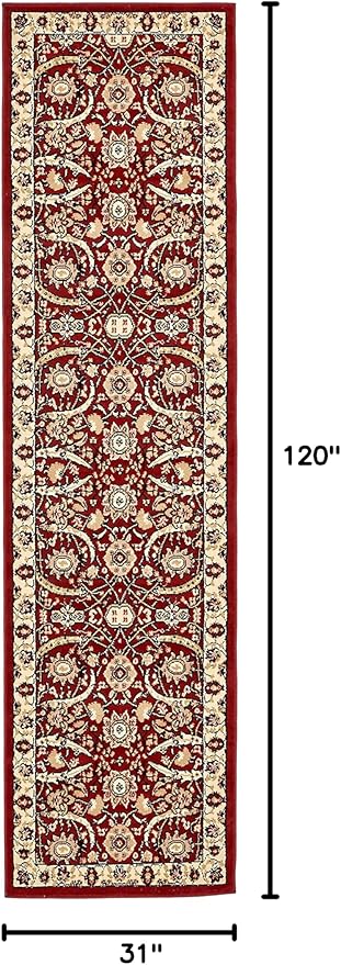 Unique Loom Espahan Collection Area Rug - Cape Cod (2' 7" x 10' Runner, Red/ Beige)