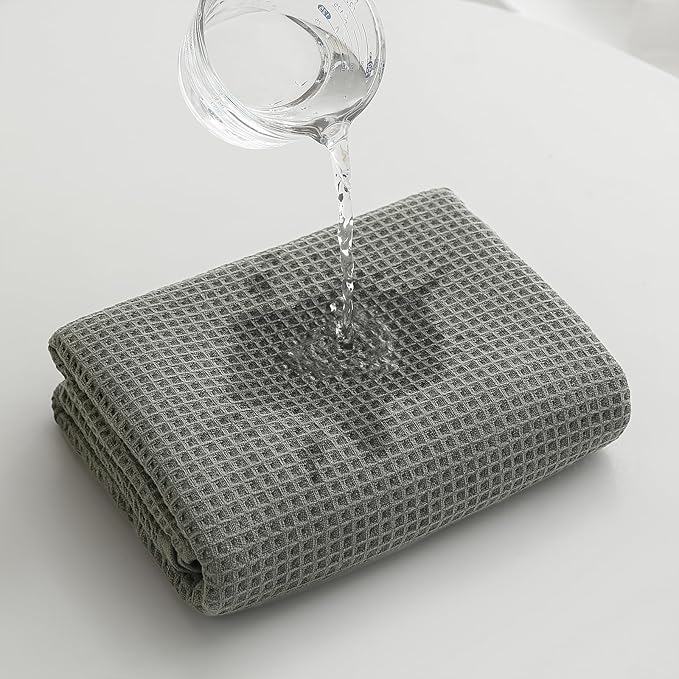 40 x 80 Inches Extra Large Bath Sheets Towels Microfiber Waffle Oversized Bath Towels for Bathroom Quick Dry Lightweight (Green, Bath sheets-2PCS)