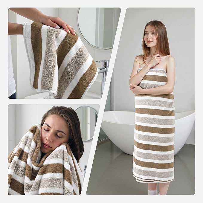 REDKISS Ultra Soft Bath Towel Sets 6-Piece 35"x70" | 100% Microfiber Highly Absorbent & Quick Dry | Brown Towels for Bathroom, Spa, Gym | 2 Bath Sheets, 2 Hand, 2 Washcloths