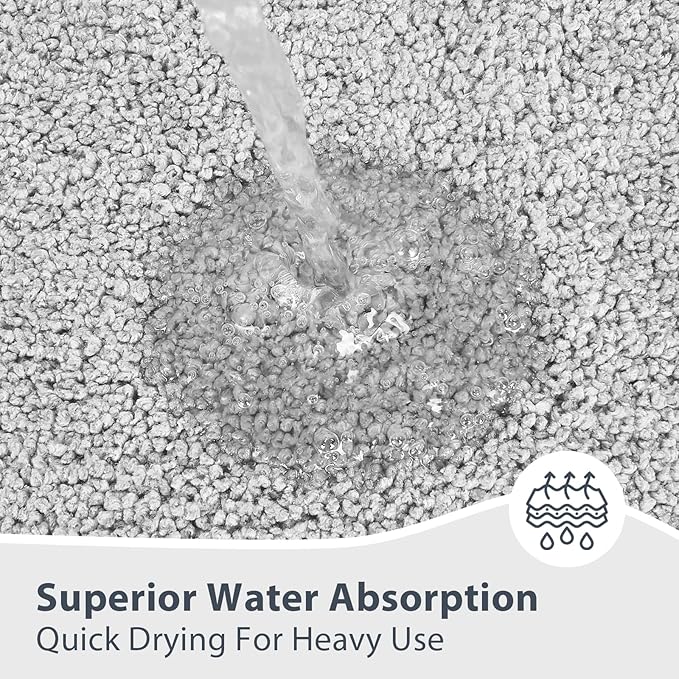 Bathroom Rugs U-Shaped 20" x 24", Non-Slip Extra Soft Absorbent Bath Rugs, Machine Washable Quick Dry Bath Mats for Toilet Base, Light Grey & Grey