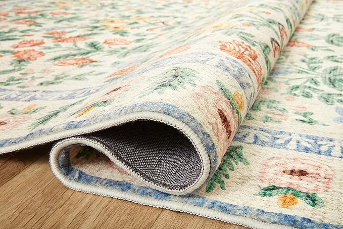 Loloi Rifle Paper Co. Eden Collection EDE-02 Mughal Garden Cream 7'-6" x 9'-6" Area Rug feat. CloudPile™