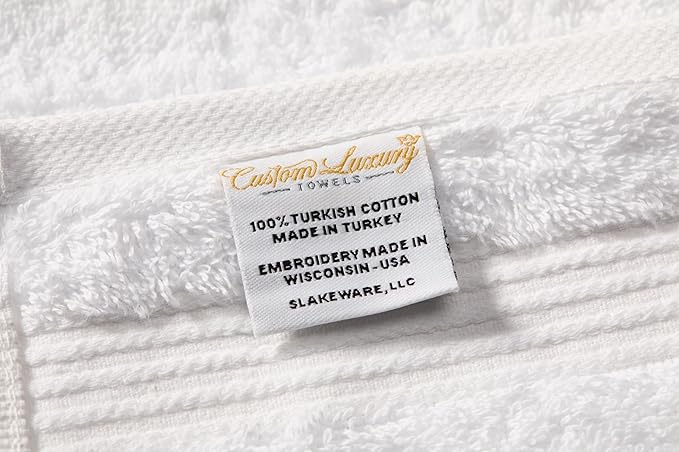 Monogrammed Hand Towels for Bathroom | Luxury Turkish Cotton | Embroidered in USA | Set of 2 | Choose Set Color and Monogram Color | A - Z | Modern Font