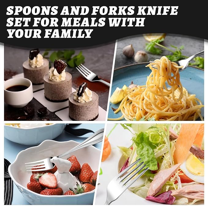 TIVOLI Silverware Set for 4, 20 Piece Heavy Duty Stainless Steel Flatware Utensils Cutlery Set Including Steak Knife Fork and Spoon, Dishwasher Safe, Gift Package for Wedding Housewarming (Silver)