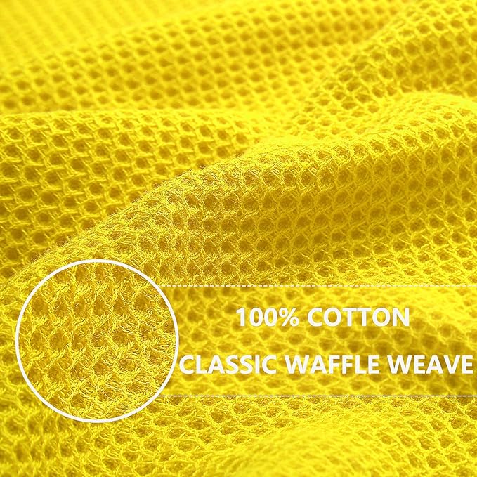 Homaxy 100% Cotton Waffle Weave Kitchen Dish Cloths, Ultra Soft Absorbent Quick Drying Dish Towels, 12 x 12 Inches, 8-Pack, Yellow