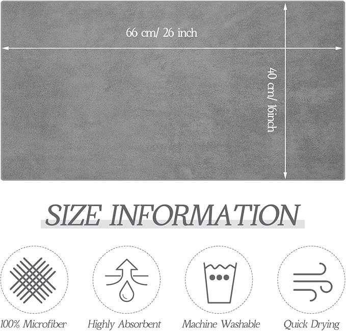 Shimeyao 48 Pack Bleach Proof Towels 16x 26inch Microfiber Absorbent Hair Towels Bulk Bleach Salon Hand Drying Cloth for Gym Bath Spa Shaving Shampoo Home (Light Gray)