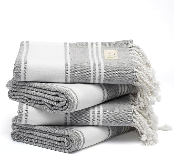 Salt Earth Cotton Turkish Beach Towel, Set of 4-36" X72" Large Bath Towels, Quick Dry Towel, Bathroom, Beach Essentials, Gym, Quick Dry for Shower, Lightweight Large Towels for All (Alloy)