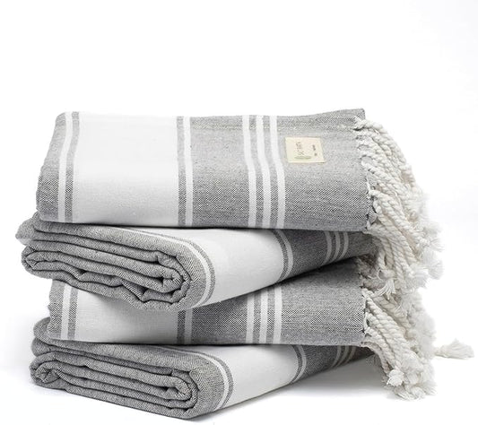 Salt Earth Cotton Turkish Beach Towel, Set of 4-36" X72" Large Bath Towels, Quick Dry Towel, Bathroom, Beach Essentials, Gym, Quick Dry for Shower, Lightweight Large Towels for All (Alloy)
