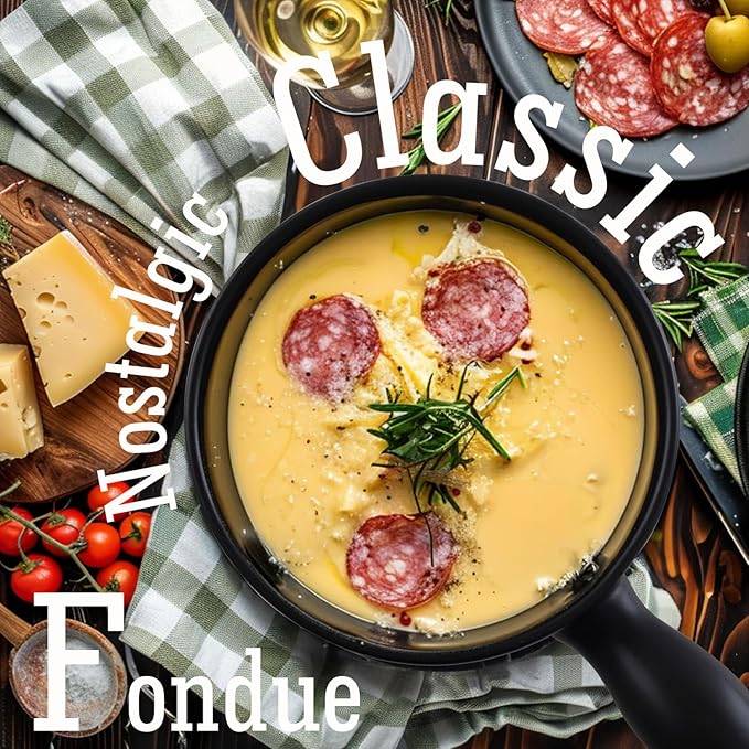 Artestia 2.11-Quart Swiss Fondue Pot Set for Cheese, Chocolate Melting Pot with 6 Fondue Forks and Swiss Vintage Pattern, Perfect for 6 People, 10 Piece (AR-83007)