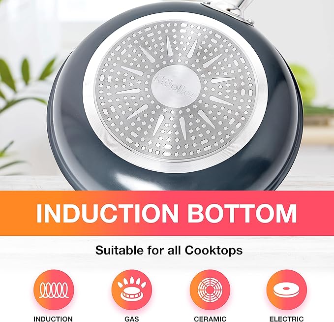 Mueller Sapphire UltraClad Kitchen Induction Pots and Pans Set Nonstick Induction Cookware Sets -24pc for Cooking Kitchen Cookware Sets, Frying Pans