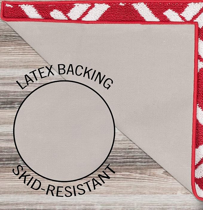 Nautica – Runner Rug | Indoor Runners for Hallways and Entry Rugs| Non-Slip and Non-Skid Entry and Kitchen Door Mat| Machine Washable Entryway Carpet Rugs | 26” x 96” | Chain Red