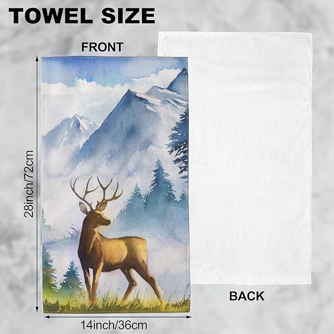 Forest and Deer Hand Towel for Bathroom Set of 2 Hand Bath Towels Soft Absorbent Decorative Towels for Bathroom Kitchen Yoga Home Decor 14 x 28 in