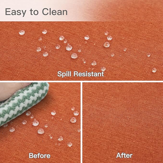 maxmill Linen Looking Square Tablecloth Waterproof Spillproof Wrinkle Resistant Soft Fall Table Cloth for Harvest Thanksgiving Dinner, Halloween Party Washable Polyester Fabric, 60 x 60 Inch, Rust