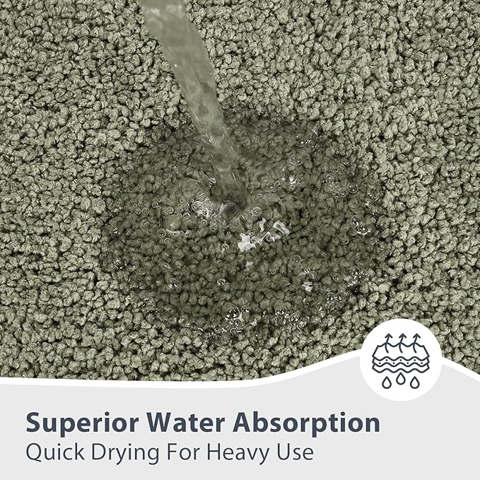 Bathroom Rugs 24" x 36", Non-Slip Extra Soft Absorbent Bath Rugs, Machine Washable Quick Dry Bath Mats for Bathroom Floor, Shower, Bathtub and Sink, Sage Green & Budding Green