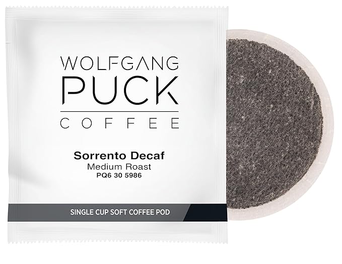 Wolfgang Puck Soft Coffee Pods, Sorrento Decaf, 9.5 Gram, 18-Count (Pack of 1)