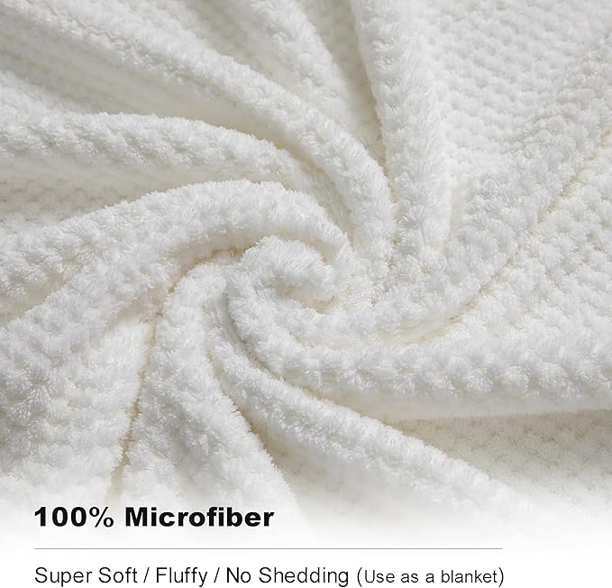 2 Piece Hand Towels Set,100% Microfiber - Quick Dry, Thick, Soft, Plush and Highly Absorbent Luxury Hotel & Spa Bath Towel for Bathroom, Pack of 2 (White)