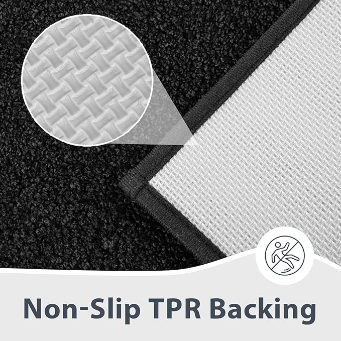 Bathroom Rugs 30" x 60", Non-Slip Extra Soft Absorbent Bath Rugs, Machine Washable Quick Dry Bath Mats for Bathroom Floor, Shower, Bathtub and Sink, Black