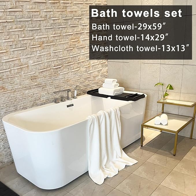 YTYC 29x59 Inch Extra Large Bath Towels Set Quick Dry Super Soft Microfiber Towels for Bathroom 80% Polyester (White,6 Piece)