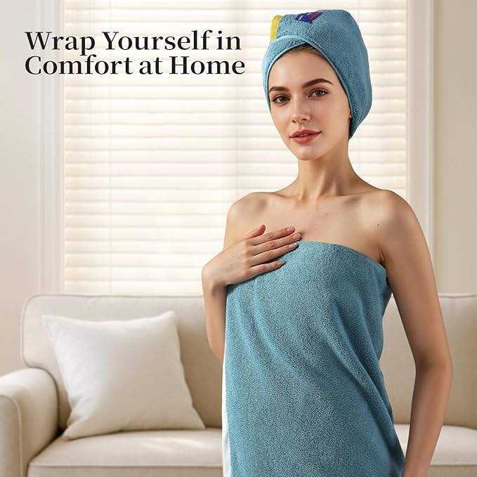 REDKISS 2 Pack 100% Cotton Bath Towels with Luxury Embellished Border Design, Oversized 27 x 54 Inches & 600 GSM Ultra Soft Bath Towel Set, Quick to Dry Towels for Bathroom, Gym, Spa, Hotel, Sky Blue