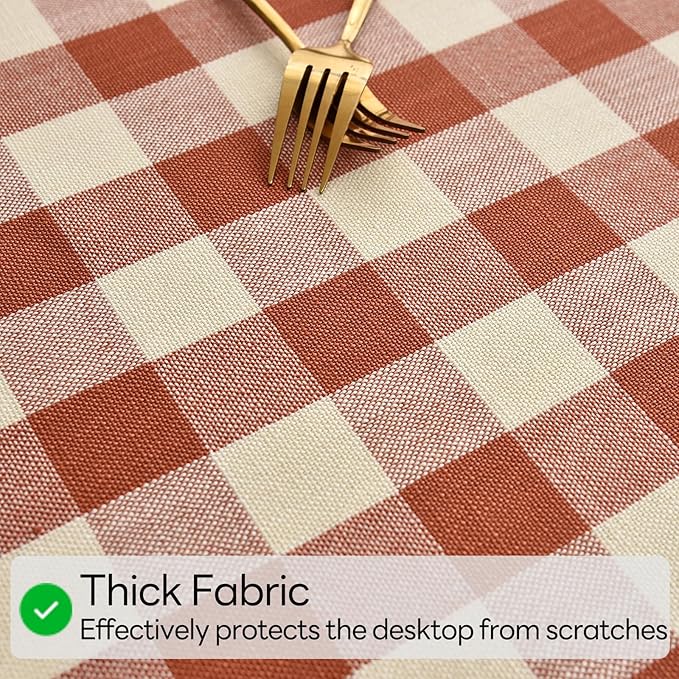 Gingham Table Cloth for Rectangle Tables Orange Checkered Plaid Tablecloth Heavy Duty Cotton Blend Washable & Wrinkle Table Cover for Outdoor Kitchen Dining Picnic Camping (52x86 Inch)
