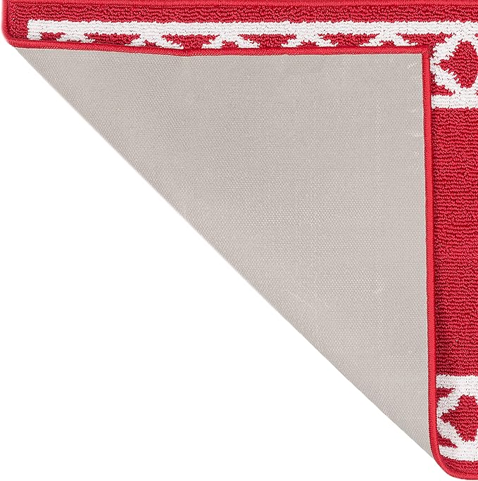 Nautica – Runner Rug | Indoor Runners for Hallways and Entry Rugs| Non-Slip and Non-Skid Entry and Kitchen Door Mat| Machine Washable Entryway Carpet Rugs |26” x 96” | Trellis Red