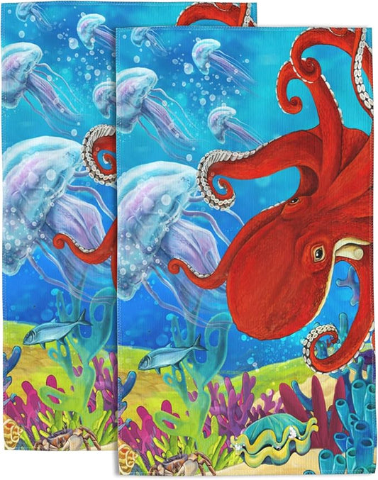 Hand Towels Set of 2 Fall Leaves Towels for Bathroom Soft Absorbent Decorative Hand Bath Towels Dish Towels for Kitchen Sports Gym Yoga Home Decor 14 x 28 in