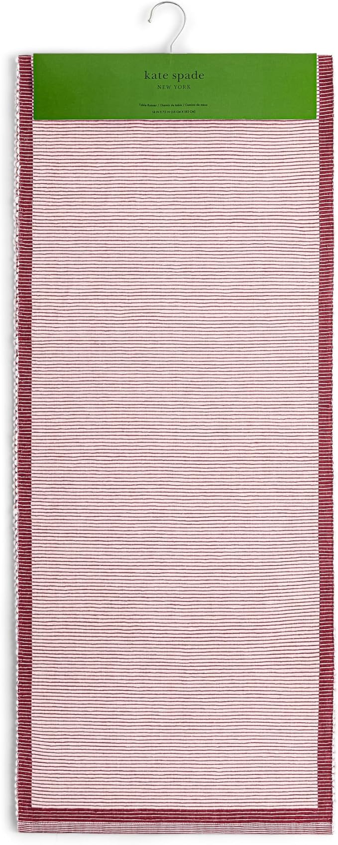 Kate Spade New York Garden Party Reversible 100% Cotton Table Runners Single Set, Woven Ribbed Design, Pink/Rose Pink, 14"x72"