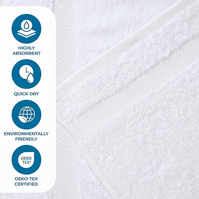 Superior 2-Piece Cotton Bath Sheet Set, Large Towels for Body, Quick Dry, Bathroom Essentials, Guest/Master Bath, Shower, Home Accessories, Apartment, Airbnb, Franklin Collection, White