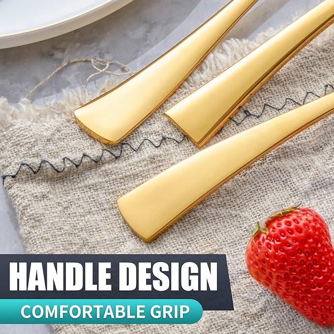 20 Pieces Gold Silverware Set Service for 4,Modern 18/10 Stainless Steel Flatware Cutlery Set,Utensil Set for Home Restaurant Hotel,Mirror Polished,Dishwasher Safe