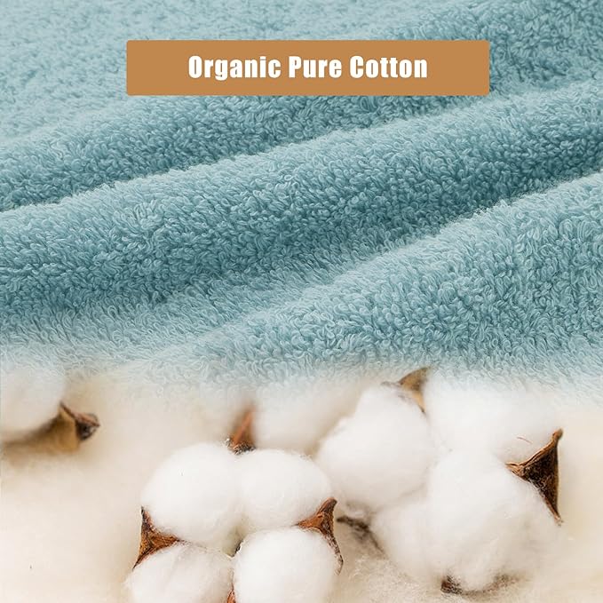 SEMAXE Hand Towel for Bathroom, 100% Combed Cotton Towel with Hanging Loop, Hotel Quality Absorbent Towel, Solid Colored Simple Style, 1 Pc Blue Hand Towel, 550 GSM, 27" L x 16" W